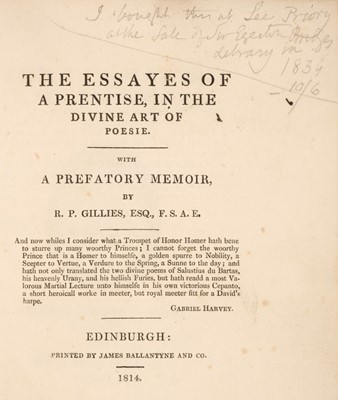 Lot 209 - James I. The Essayes of a Prentise, in the Divine Art of Poesie, 1814