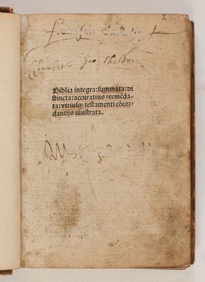 Lot 15 - Bible [Latin]. Biblia integra..., 1495
