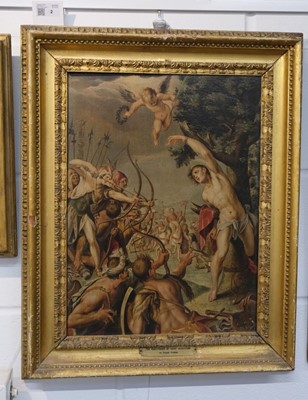 Lot 2 - Studio of Hans van Aachen, The Martyrdom of Saint Sebastian, c. 1554, oil on panel