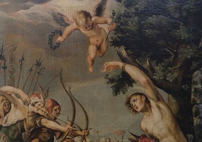 Lot 2 - Studio of Hans van Aachen, The Martyrdom of Saint Sebastian, c. 1554, oil on panel
