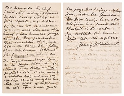 Lot 353 - Lind (Jenny, 1820-1887). Autograph Letter Signed, 'Jenny Goldschmidt', Ems, 8 June 1855