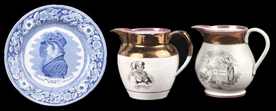 Lot 350 - Queen Caroline. A commemorative earthenware jug circa 1821