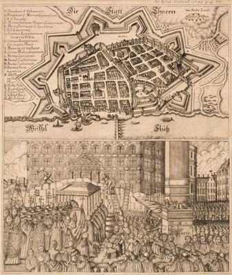 Lot 47 - Polish Towns & Cities. A collection of 22 maps (in 14 frames), 15th - 19th century