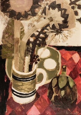 Lot 175 - Fedden, Mary,  Still Life with Artichoke Flowers, 1963, oil on board, signed and dated