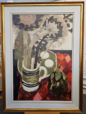 Lot 175 - Fedden, Mary,  Still Life with Artichoke Flowers, 1963, oil on board, signed and dated