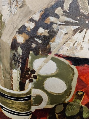 Lot 175 - Fedden, Mary,  Still Life with Artichoke Flowers, 1963, oil on board, signed and dated