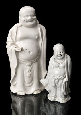 Lot 38 - Buddha. Two 18th century white glazed (The Laughing Buddha) statues