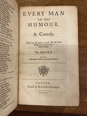 Lot 47 - Jonson (Ben). Workes, 3 volumes, 1st edition, London: Will Stansby, Meighen, Bishop, 1616-40