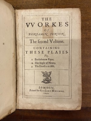 Lot 47 - Jonson (Ben). Workes, 3 volumes, 1st edition, London: Will Stansby, Meighen, Bishop, 1616-40