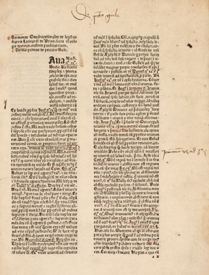 Lot 11 - Leonardus de Utino. Sermones Quadragesimales de legibus, Vicenza, 1479