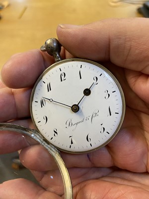Lot 473 - Pocket Watch. A French repeater and alarm open face pocket watch by Breguet & Fils circa 1830