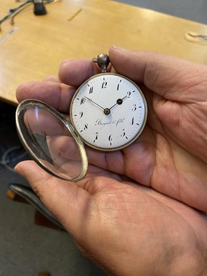 Lot 473 - Pocket Watch. A French repeater and alarm open face pocket watch by Breguet & Fils circa 1830