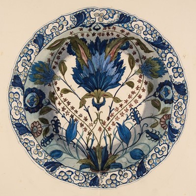 Lot 388 - Huth (Louis). An album of watercolour of Damascus & Rhodian Ceramics, circa 1920