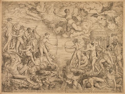 Lot 2 - Nicolas Beatrizet, Reason and Amor, after Bandinelli, 1545, engraving, and 9 others