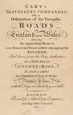 Lot 34 - Cary (John). Cary's Traveller's Companion..., 1817