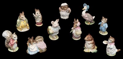 Lot 616 - Beswick. Beatrix Potter figures, each with Beswick gold circle backstamp, issued 1948-1954