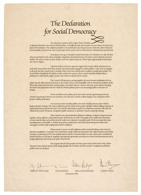 Lot 398 - Limehouse Declaration. The Declaration for Social Democracy, 25 January 1981