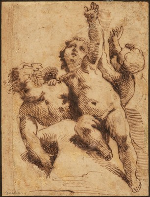 Lot 26 - Reni (Guido, 1575-1642). Three Putti, 1630, pen and ink, Earl of Shrewsbury coll.