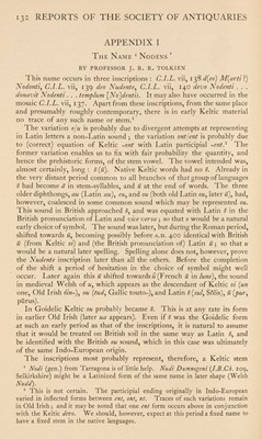 Lot 810 - Tolkien (J. R. R.) Reports of the Society of Antiquaries, Appendix I, 1932