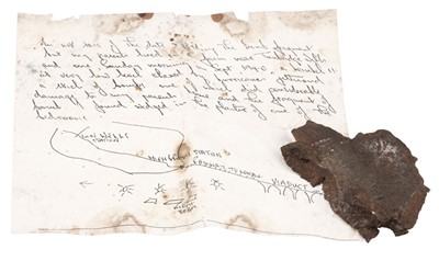 Lot 340 - Battle of Britain. A fragment of Luftwaffe bomb shrapnel found in Tunbridge Wells, Kent