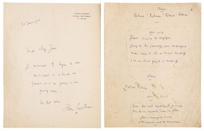 Lot 332 - Cocteau (Jean, 1889-1963). Unpublished Autograph Manuscript (unsigned)