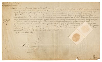 Lot 317 - Louis Henri Joseph de Bourbon (1756-1830). Document Signed, 'Louis debourbon', Chantilly, 25 May 1678