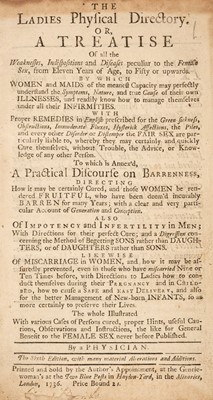 Lot 265 - Gynaecology. The Ladies Physical Directory..., 1736