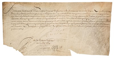 Lot 315 - Anne of Austria (1601-1666). Document Signed as regent of France, 'Anne', Fontainebleau