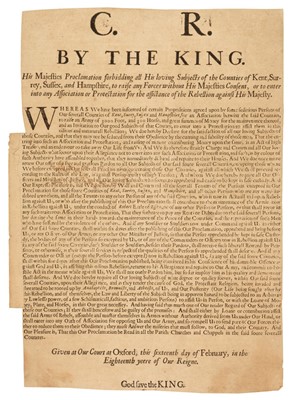 Lot 380 - Civil War Broadside. His Majesties Proclamation forbidding all His loving Subjects