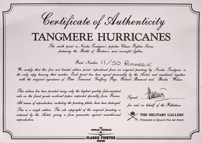 Lot 62 - Trudgian (Nicholas). Tangmere Hurricanes, colour print numbered 11/50