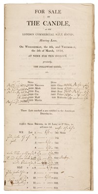 Lot 387 - Hudson's Bay Company. Auction catalogue for the sale of furs supplied by the Hudson's Bay Company