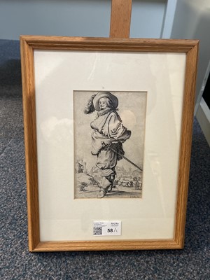 Lot 58 - Callot (Jacques, 1592-1635). Gentleman with Sword, circa 1623..., and one other