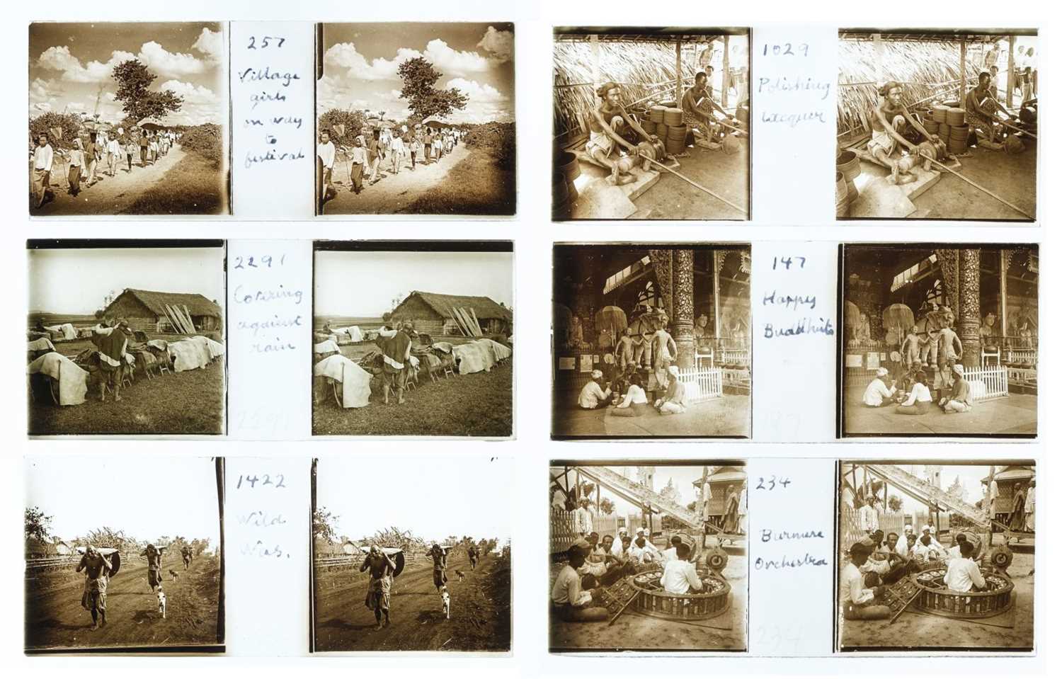 Lot 93 - Burma. A group of 33 Verascope glass stereoviews of Burma, c. 1920s