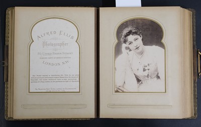 Lot 76 - Victorian Actresses. An album of 27 cabinet card photographs of Victorian actresses by Alfred Ellis