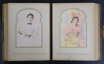 Lot 76 - Victorian Actresses. An album of 27 cabinet card photographs of Victorian actresses by Alfred Ellis