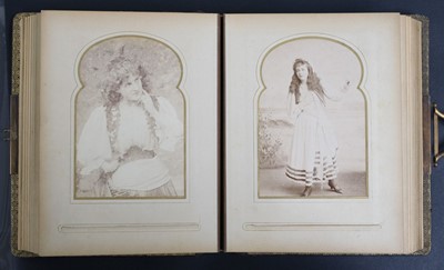 Lot 76 - Victorian Actresses. An album of 27 cabinet card photographs of Victorian actresses by Alfred Ellis