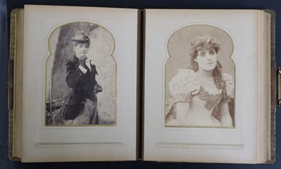 Lot 76 - Victorian Actresses. An album of 27 cabinet card photographs of Victorian actresses by Alfred Ellis