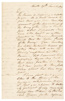 Lot 307 - Peninsular War. Autograph Letter Signed, ‘John Campbell’, Oporto, 27 March 1809