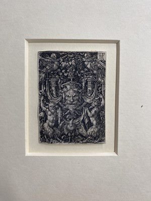Lot 49 - Aldegrever (Heinrich, 1502-1555/1561). Mask and eagle flanked by two fauns, 1549