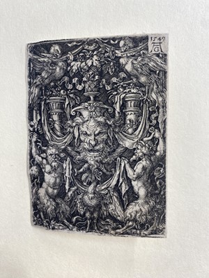 Lot 49 - Aldegrever (Heinrich, 1502-1555/1561). Mask and eagle flanked by two fauns, 1549