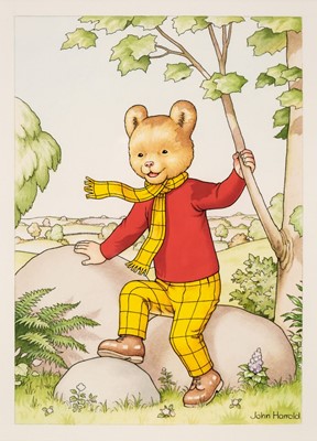 Lot 471 - Harrold (John, 1947-). Rupert Bear, original watercolour and ink drawing