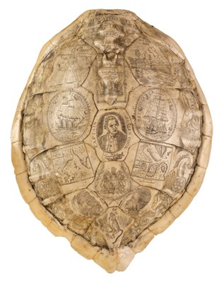 Lot 77 - Cartographic Curiosity. Cook (Captain James). Resin faux turtle shell with 'scrimshaw', 20th century