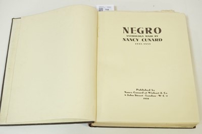 Lot 708 - Cunard (Nancy, editor). Negro, Anthology made by Nancy Cunard, 1st edition, 1934