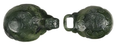 Lot 579 - Jade. Chinese spinach jade belt hook and other items