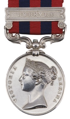 Lot 183 - India General Service Medal 1854-95, 1 clasp, Umbeyla (3745 T. Slater 7th Foot)