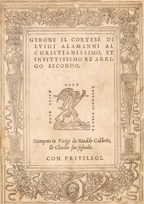 Lot 298 - Alamanni (Luigi). Gyrone il cortese di Luigi Alamanni al christianissimo, 1548
