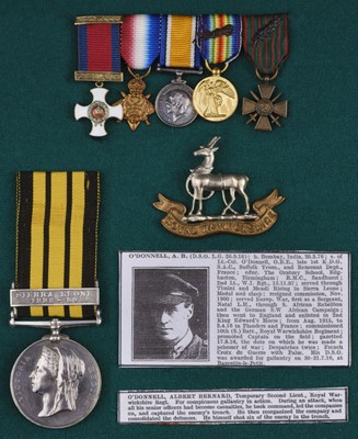 Lot 172 - East and West Africa Medal to Lieutenant A.B. O'Donnell, D.S.O., M.I.D., West India Regiment