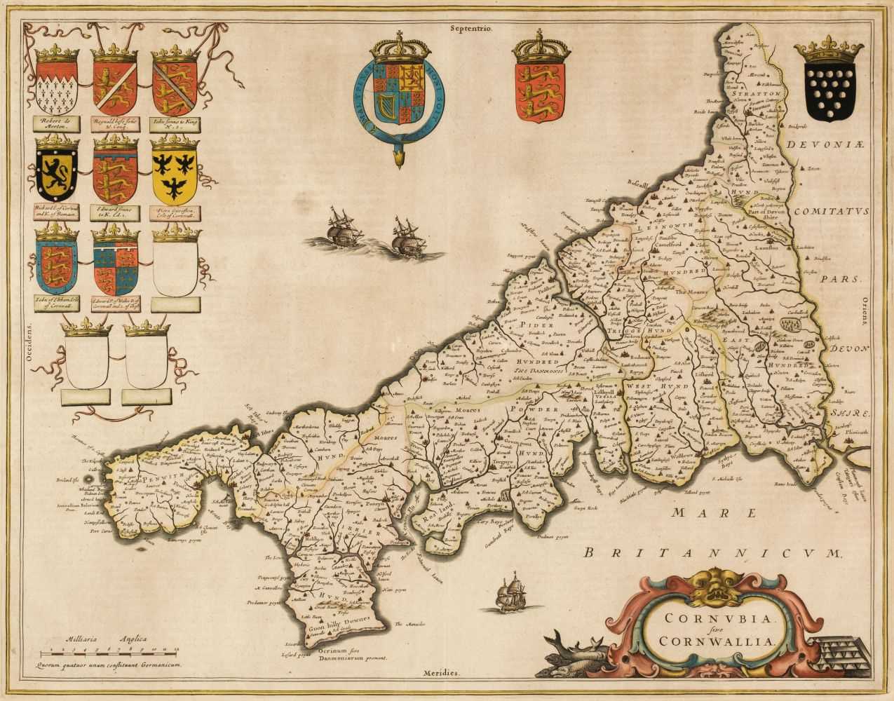 Lot 36 - Cornwall. Blaeu (Johannes), Cornubia sive Conwallia, Amsterdam, circa 1645