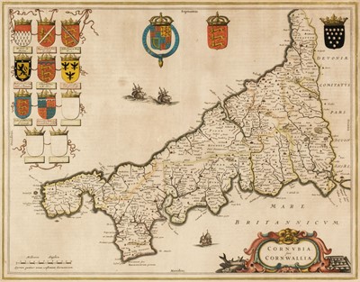 Lot 36 - Cornwall. Blaeu (Johannes), Cornubia sive Conwallia, Amsterdam, circa 1645