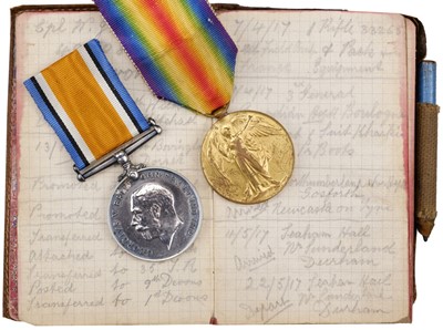 Lot 63 - Pair: Corporal W.J. Barlow, Devonshire Regiment, killed in action 17 October 1917
